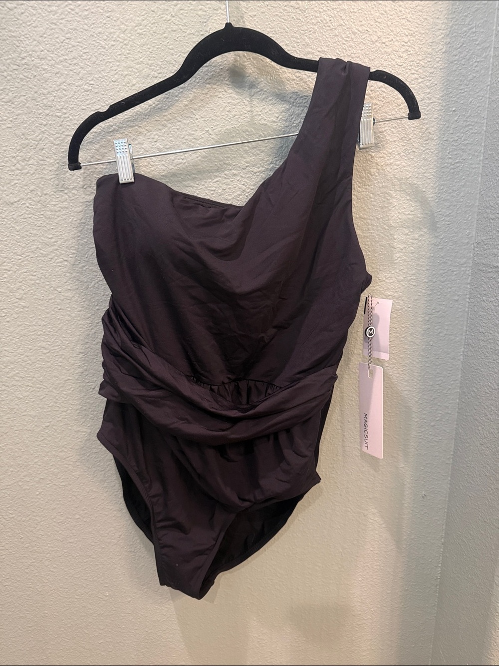 Magicsuit Black One-Shoulder One-Piece Swimsuit Size 14 NWT